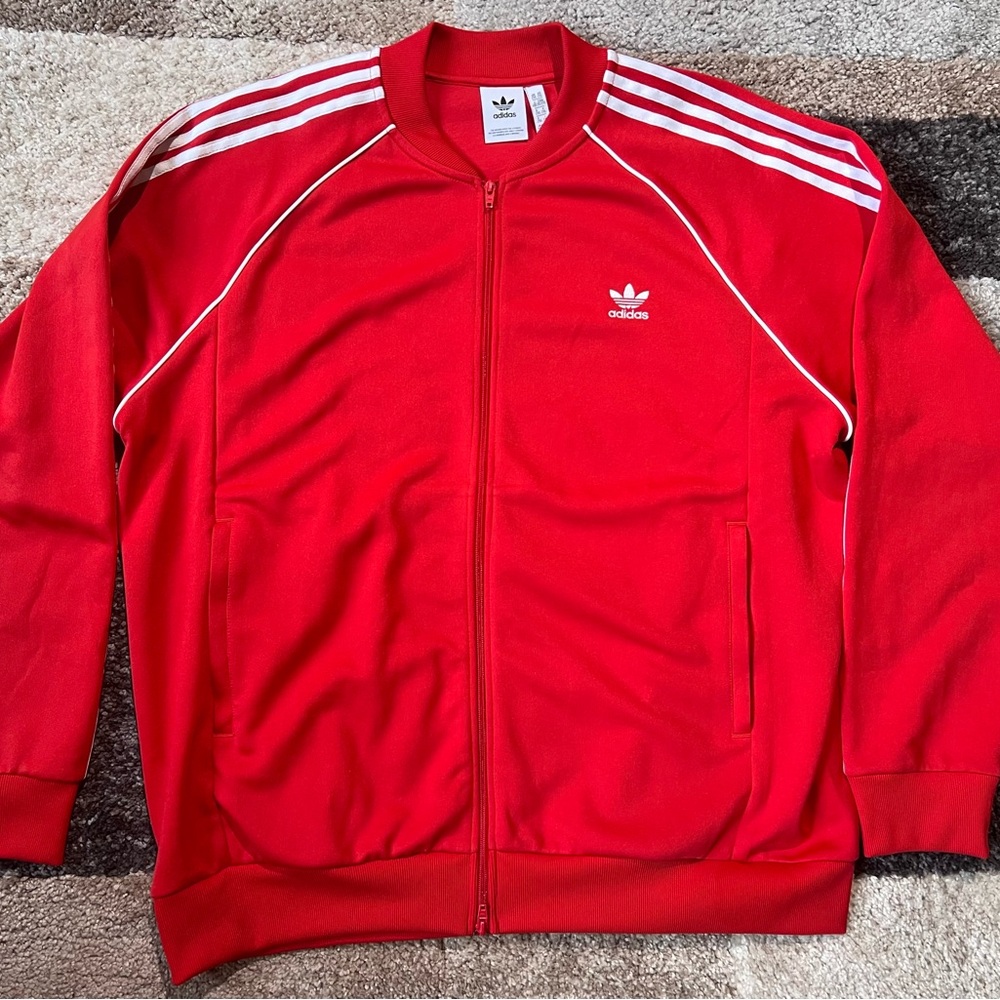 Red Adidas Traditional Track Jacket Size XXL (Only worn once)